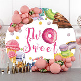 Zwei Süß Donuts Glücklich Geburtstag Kreis Hintergrund
